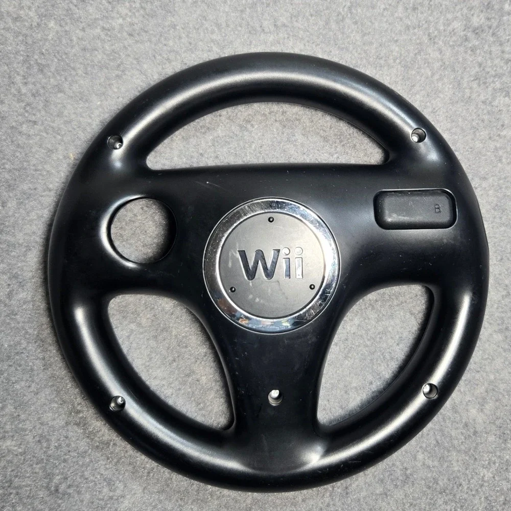 Nintendo Wii Wheel Black RVL-024 Genuine Racing Controller Accessory Mario Kart